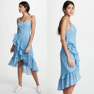 Loveshackfancy Maya Blue Floral Ruffle Midi Dress